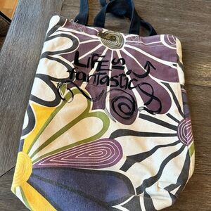 Desigual Canvas designer Tote Bag with Floral Print. Whimsy. Coquette.